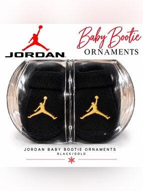 Jordan Newborn Baby Black and Gold Booties